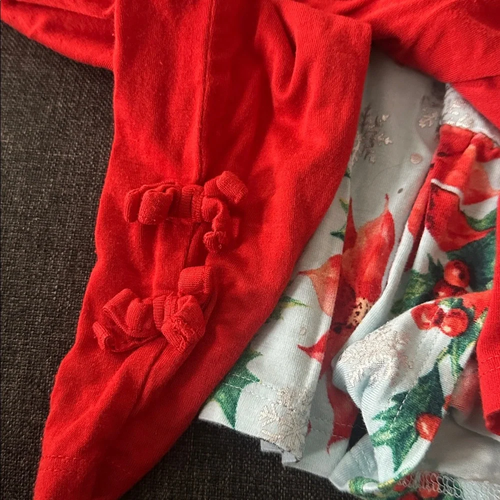 Posh Peanut Winter Lily Silver Foil peplum and bow leggings matching set 3T-4T‎